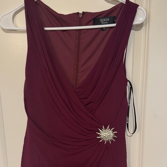 Elegant Wine High-Low Evening Dress - Picture 5 of 13